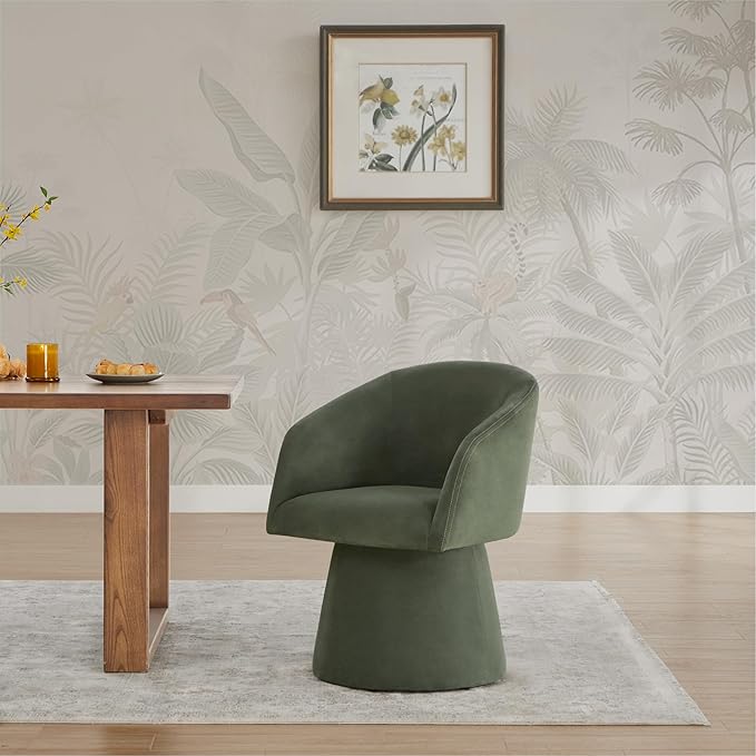 KISLOT Swivel Dining Chairs Modern Accent Armchair Side Deskchair for Diningroom Vanity Bedroom Livingroom Reading Room,Green,2 Box