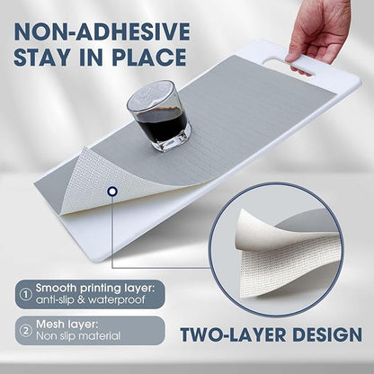 Drawer and Shelf Liner, Non-Slip Kitchen Cabinet Liners Non-Adhesive Thick Strong Grip Waterproof Washable Mats Protect Dresser Shelves Cupboard Bathroom Cabinets, Pure Gray, 24 in X 20 FT