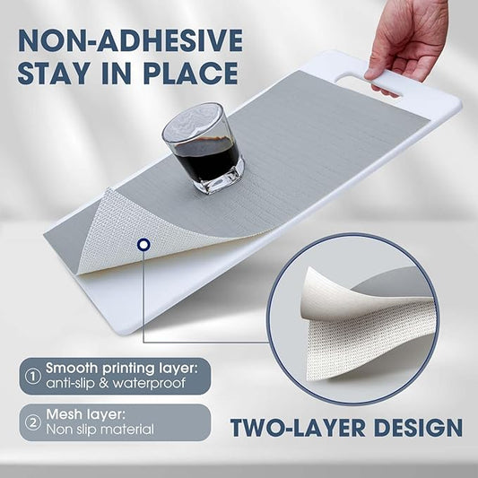 Drawer and Shelf Liner, Non-Slip Kitchen Cabinet Liners Non-Adhesive Thick Strong Grip Waterproof Washable Mats Protect Dresser Shelves Cupboard Bathroom Cabinets, Pure Gray, 12 in X 30 FT