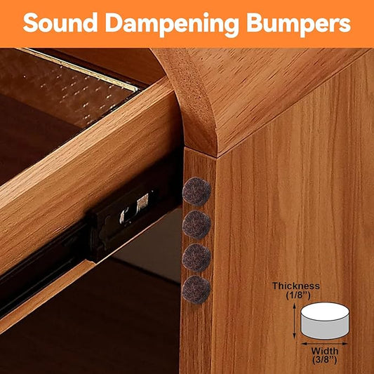 Felt Cabinet Door Bumpers-Small Felt Pads for Cabinet Doors, 3/8" Diameter 100PCS, 3mm Thick Self Adhesive Brown