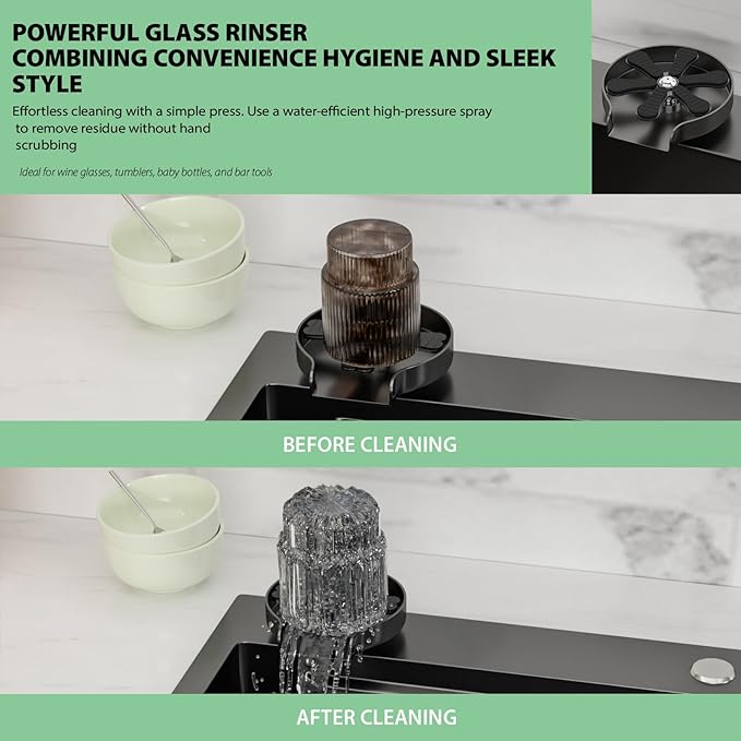 33 Drop In Kitchen Sink - Beslend 33x22 Black Kitchen Sink Drop In with Pull-Out Faucet, Stainless Steel Sinks and Soap Dispenser Topmount 16 Gauge Single Bowl Above Counter Dish Basin 9" Deep