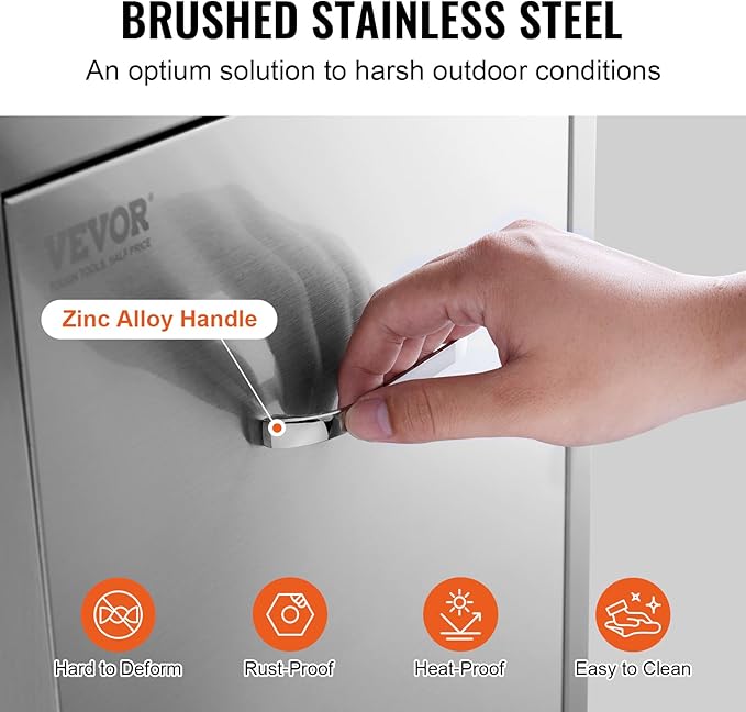 VEVOR Outdoor Kitchen Trash Drawer 16Wx22Hx16"D, Propane Tank Drawer, Stainless Steel Pull Out Trash with Handle, Outdoor Kitchen Cabinets Can Pull Out, BBQ Island Bin, Outside Trash Can Drawer