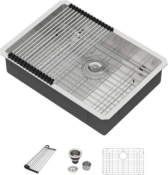 25 Inch Undermount Kitchen Sink - Beslend ADA 6 Inch Depth 25x18 Undermount Sinks Stainless Steel 16 Gauge Mobility Friendly Sink for Wheelchair Accessible & Accessible Design Kitchen