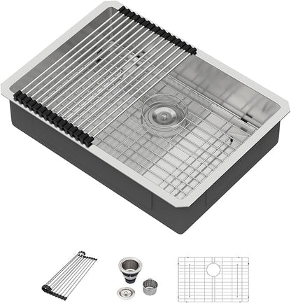 25 Inch Undermount Kitchen Sink - Beslend ADA 6 Inch Depth 25x18 Undermount Sinks Stainless Steel 16 Gauge Mobility Friendly Sink for Wheelchair Accessible & Accessible Design Kitchen