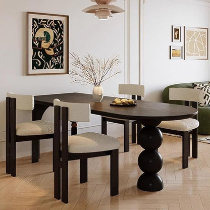 Dining Table, Solid Wood Dining Table with Orb Legs, Game Table, Multipurpose C Table, Mid-Century Modern Dining Table for Living Room,Kitchen,Conference Room,Medium