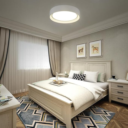 Dimmable Led Flush Mount Ceiling Light,15.75 Inch/36W/ 5CCT 3000K-6000K,Modern White Close to Ceiling Lighting Fixtures,Round Metal Ceiling Lamp for Bedroom,Living Room,Laundry Room