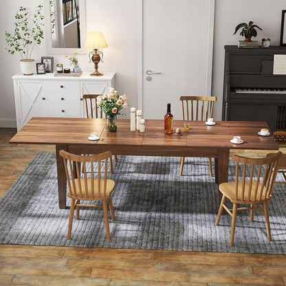JIJIWANG 70.87''-106.3'' Extendable Dining Table for 8-12, Modern Space-Saving Wood Kitchen Table, Rectangle Folding Conference Meeting Tables for Living Meeting Room Kitchen, Walnut