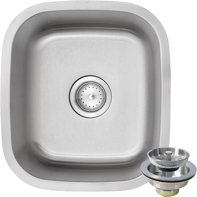 Bar Sink,15" x 17" Undermount Kitchen Sink, T-304S Stainless Steel RV Kitchen Sinks, Small Kitchen Sinks With Sink Drain Strainer, Use at Rv, Bar,Outdoor, Laundry and Utility,Bathroom
