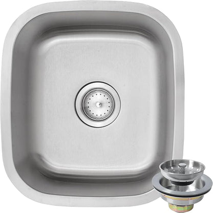 Bar Sink,15" x 17" Undermount Kitchen Sink, T-304S Stainless Steel RV Kitchen Sinks, Small Kitchen Sinks With Sink Drain Strainer, Use at Rv, Bar,Outdoor, Laundry and Utility,Bathroom