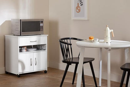 South Shore Axess Microwave Cart on Wheels Pure White, Contemporary