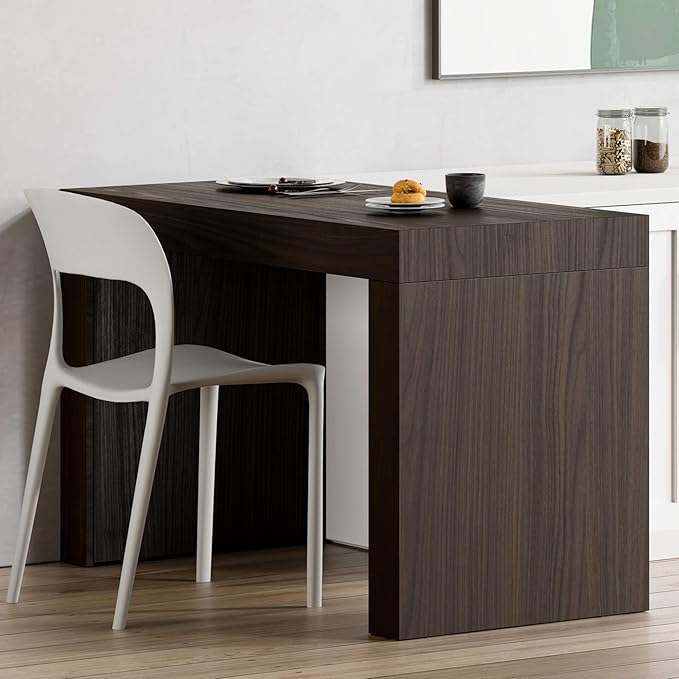 Mobili Fiver, Evolution Dining Table with Two Legs 47.2 x 23.6 in, Dark Walnut, Made in Italy