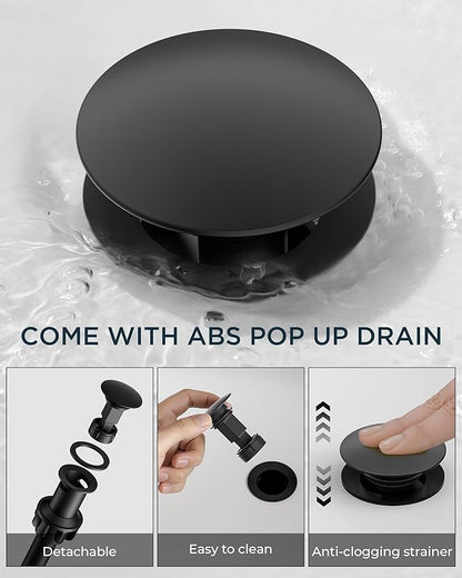 FORIOUS 8" Widespread Brushed Nickel and Black Bathroom Faucet 3 Hole, 2 Handle 360° Swivel Gooseneck 8 Inch Bthroom Sink Faucet 3 Hole Rv with Hot and Cold Water Hose, Farmhouse Restroom Renovation
