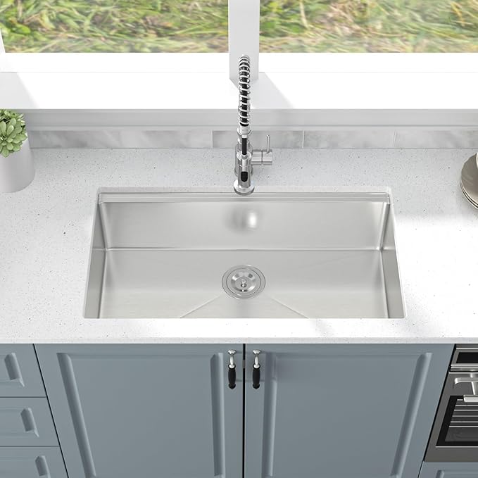 Undermount Kitchen Sink - Oumuch 33 inch Undermount Workstation Sink 16 Gauge Stainless Steel Kitchen Sinks Handmade Single Bowl Under Counter Sinks Basin with Accessories