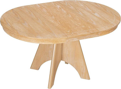 Merax Vintage Extendable Dining Table for 4-6 People, 42 to 58 Inch Rustic Farmhouse Kitchen Table with Drop Leaf, Distressed Finish & Sturdy Crossed Legs, Natural Wood Wash