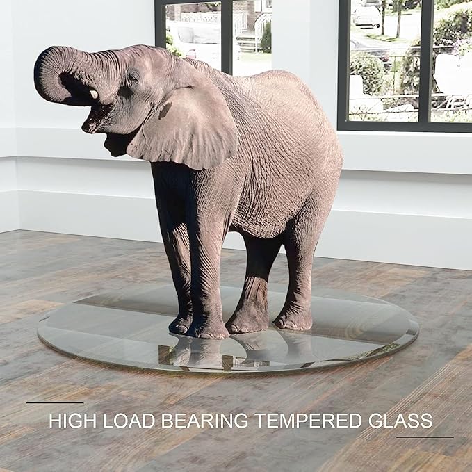 40" Clear Round Glass Table Top, Thick Tempered Glass with Smooth Polished Edge – Ideal for Kitchen, Living Room, Office or Patio Table Replacement