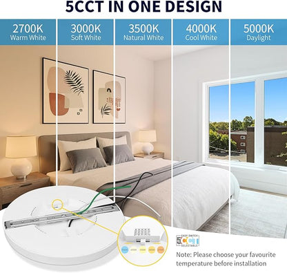 mw 7 Inch Flush Mount LED Ceiling Light Fixture, 14W, Dimmable, 2700K/3000K/3500K/4000K/5000K Selectable,90+ CRI, Low Profile Ceiling Light for Bedroom Hallway, ETL Certification
