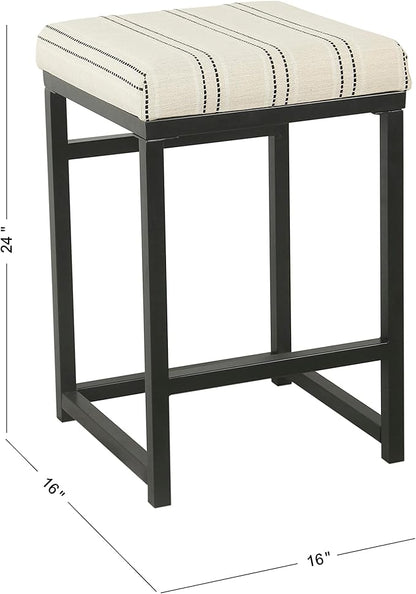 Homepop Home Decor | Modern 24-Inch Counter Stool | Backless Metal Frame Bar Stools Counter Height | Decorative Home Furniture, Black and White Stripe