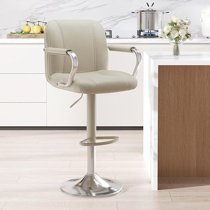 MALOL Set of 1 Beige Counter Chairs with Backs – Adjustable Swivel High Chairs for Kitchen Island, Modern Seating, Taburetes para Barra de Cocina, Island Stools for Home Bar