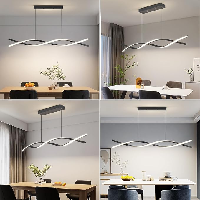 Modern LED Ceiling Pendant Light, 39IN Modern Chandelier with Remote Control 3000k-6500K Adjustable Color Temperature, Aluminum Island Lighting Lamp for Dining Room, Living Room, Island