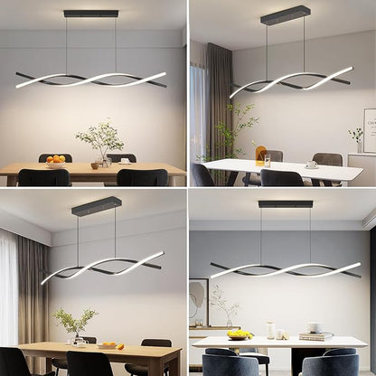 Modern LED Ceiling Pendant Light, 39IN Modern Chandelier with Remote Control 3000k-6500K Adjustable Color Temperature, Aluminum Island Lighting Lamp for Dining Room, Living Room, Island