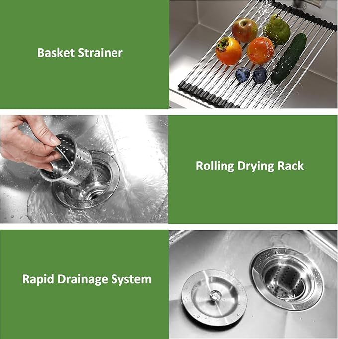 25" x 22" Drop-In Kitchen Sink, Single Bowl Topmount with Nano Coating & Workstation Design, Stainless Steel with Enhanced Durability