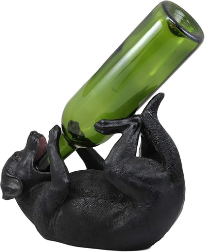 Ebros Lifelike Purebreed Pedigree Canine Adorable Black Labrador Retriever Dog Wine Bottle Holder Figurine Statue As Kitchen Wine Cellar Centerpiece Decor Storage Organizer