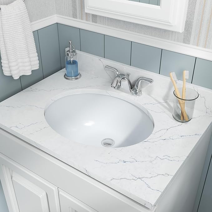 MSI 19.5” (L) x 16.0” (W) x 8.125” (H) Oval Porcelain Ceramic Undermount Bathroom Vanity Vessel Sink, White
