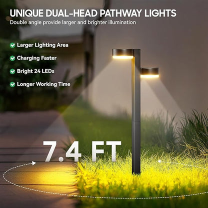 ELECLINK Solar Pathway Lights Outdoor Waterproof, 6 Pack with 12 Head Solar Lights Outdoor Super Bright Up to 15Hrs, Auto On/Off Garden Light for Yard Patio Path Walkway Driveway Outside Decor