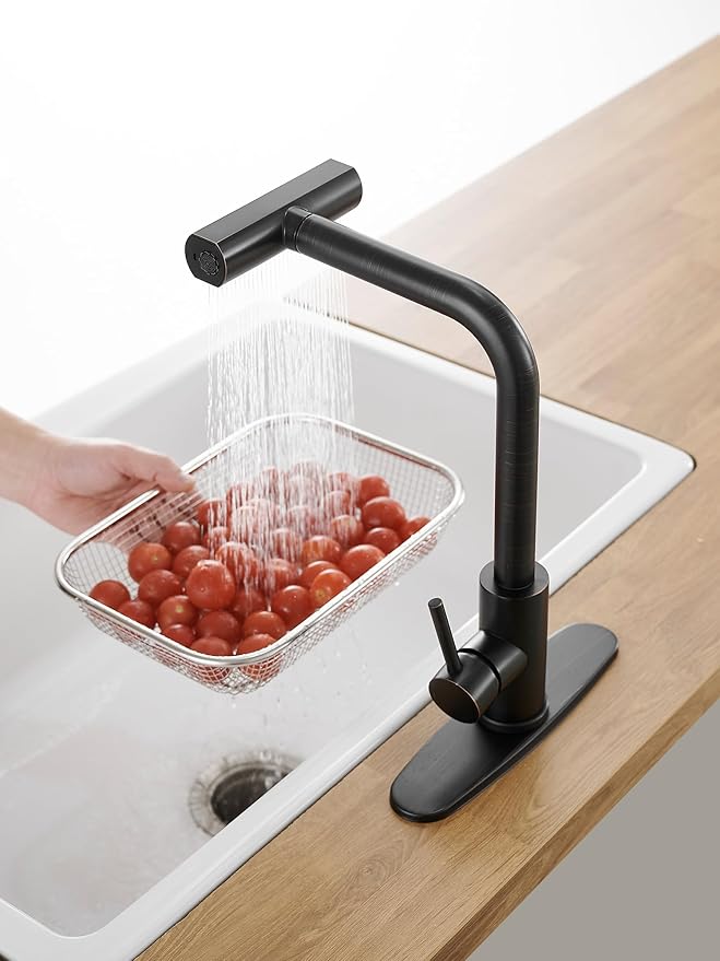 Kitchen Faucets with Pull Down Sprayer,Waterfall Kitchen Sink Faucet,Commercial Utility Stainless Steel Kitchen Faucets,Single Handle Kitchen Sink Faucet with Pull Down Sprayer for 3 Function,ORB