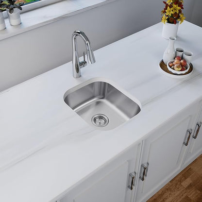 Bar Sink,15" x 17" Undermount Kitchen Sink, T-304S Stainless Steel RV Kitchen Sinks, Small Kitchen Sinks With Sink Drain Strainer, Use at Rv, Bar,Outdoor, Laundry and Utility,Bathroom