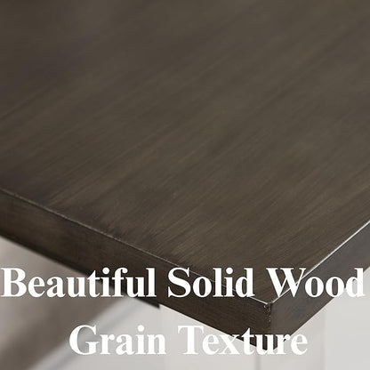 47.25" Dining Table for 2 4 6 Rectangular Rustic Solid Wood Dining Room Table with Storage for Kitchen, Living Room, Home Office, Brown and White