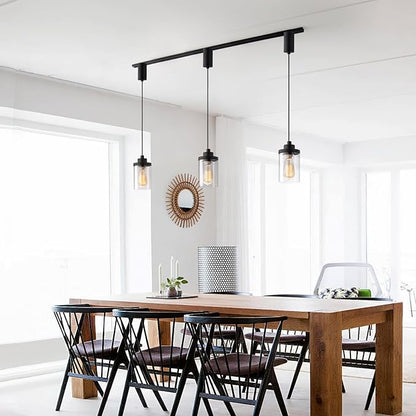 mirrea H Type Cord Adjustable Black Track Lighting Pendant with Clear Glass Shade Pack of 3