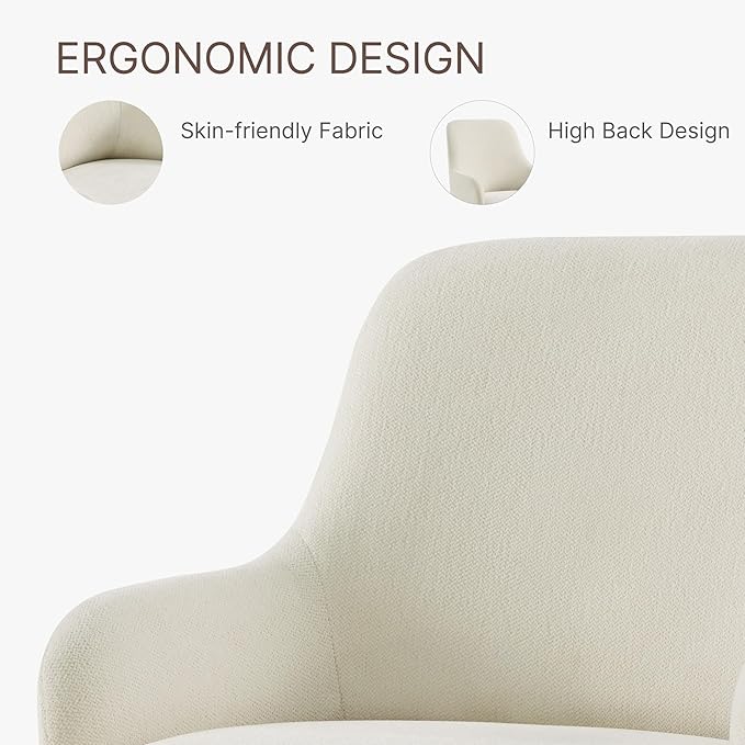 KISLOT Swivel Dining Chairs Set of 4, Mid Century Modern Chairs Fabric Upholstered Armchair with Armrest & Ergonomic Backrest for Dining Room, Kitchen, Bedroom, Living Room, Linen, 4 Boxs