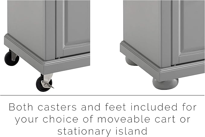 Crosley Furniture Full Size Stainless Steel Rolling Kitchen Island Storage Cart, Microwave Stand, Spice Rack, Gray