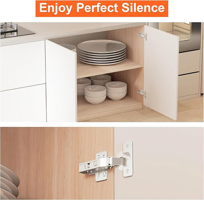 Kimdot 4-Pack High-Performance Frameless Full Overlay Soft Close Cabinet Hinges, Clip-On Self-Closing European Hinges, Cabinet Door Hinges with Screws,Concealed Kitchen Hinges for Modern funiture