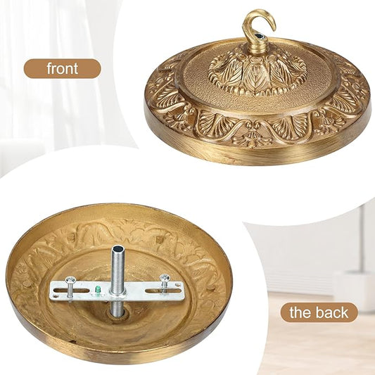 6 Inches Vintage Brass Ceiling Canopy Plate, Antique-Style Mounting Kit for Pendant Lights Chandeliers