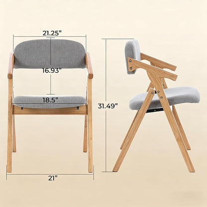 Folding Chairs with Padded Seats,Wooden Stackable Dining Chair,Easy to Store Foldable Dining Chairs for Kitchen, Living Room, Wedding Party Picnic (Dark Gray)