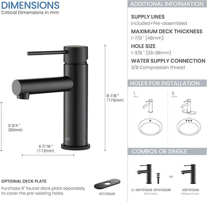 KIBI KBF1010 Solid Brass Single Handle Single Hole Circular X Faucet for Bathroom Sink | High Arc Faucet Spout | Durable Matte Black Finish | Corrosion and Rust Resistant