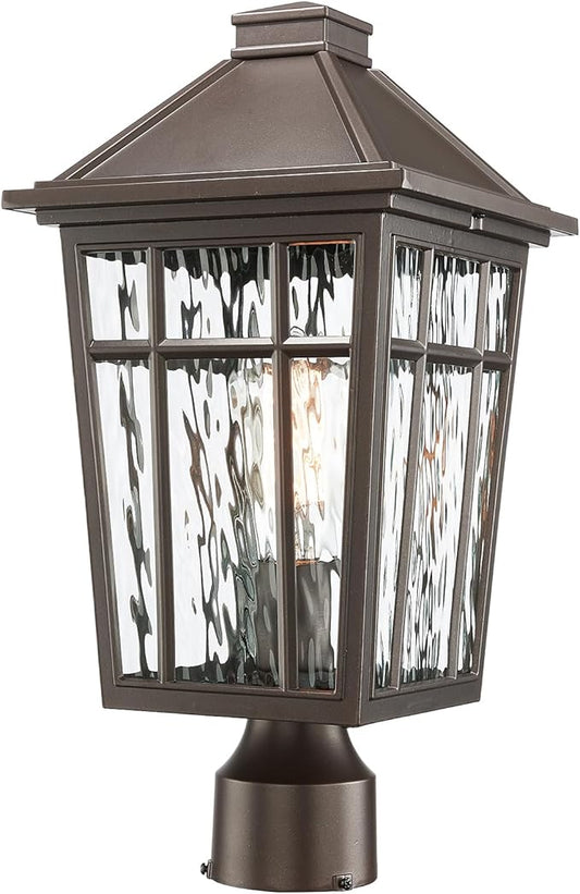 Darkaway Large Outdoor Post Lights Lamp Post Light Fixture, 17inch Waterproof Aluminum Housing with Water Ripple Glass, Fence Post Deck Lighting for Garden Patio Pathway
