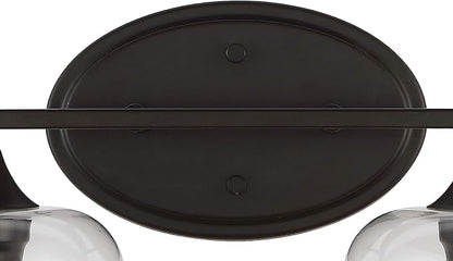 JONATHAN Y 32" Oil Rubbed Bronze 4-Light Farmhouse Rustic LED Vanity Light Sconce, Clear Glass Shade, Vintage Indoor Fixture for Bathroom Mirror, LED Bulb Included (JYL7548A)