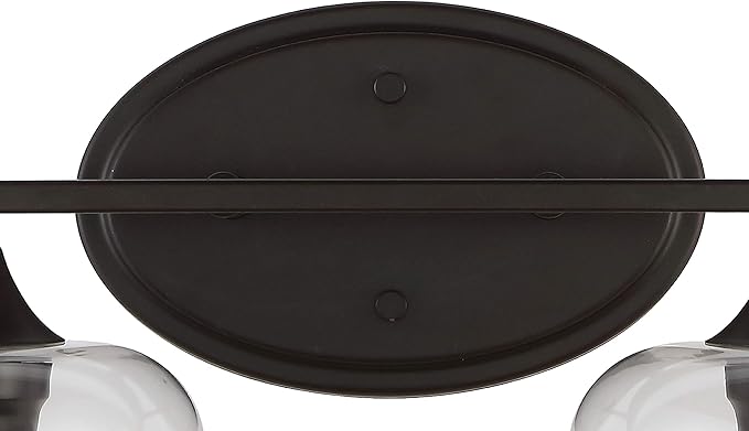 JONATHAN Y 15.75" Oil Rubbed Bronze 2-Light Farmhouse Rustic LED Vanity Light Sconce, Clear Glass Shade, Vintage Indoor Fixture for Bathroom Mirror, LED Bulb Included (JYL7546A)