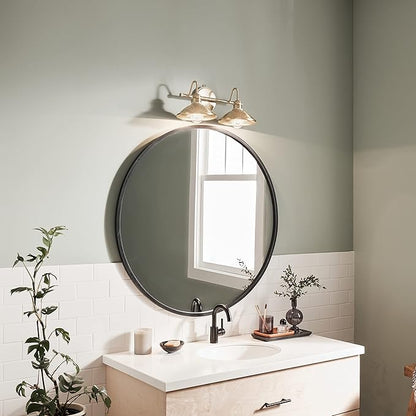 Kichler Clyde 2-Light Bathroom Vanity Light Fixture, Industrial Wall Sconce with Metal Shades in Champagne Bronze for Rustic and Traditional Decor (17" x 7.5" x 8.25"), 45944CPZ