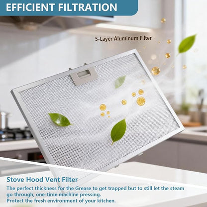 WB02X11012 Range Hood Filter 17.5" x 11.6" Replacement For GE Range Hood JV566H1SS JV665H1BB JV665H1CC JV665H1WW Kitchen Exhaust Fan Stove Hood Vent Filter 5-Layer Aluminum Mesh Grease Filter 2 Pack