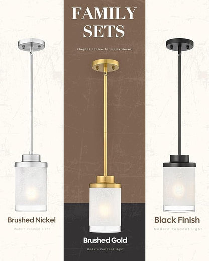 TENGXIN Modern Pendant Light for Kitchen Island, 6-Inch Brushed Gold Hanging Ceiling Light Fixture,Farmhouse Pendant Lighting for Dining Room Bedroom Bar Office
