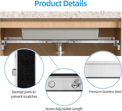 Qualward Undermount Sink Supports Brackets,Adjustable Undermount Sink Support, Stainless Steel Installation Kit for Undermount Kitchen Sink (20-55 inches)