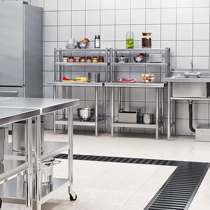 YITAHOME NSF Stainless Steel Table with Overshelf, 36" X 24" Work Table and 36" X 12" Shelf, Metal Prep Table for Home, Kitchen, Restaurant, Garage, Warehouse
