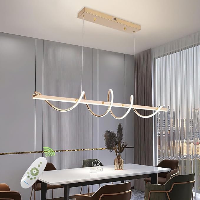 Led Pendant Light for Kitchen Island Lighting Dimmable 39.73" Twist Design Modern Led Chandelier 3000K-6500K