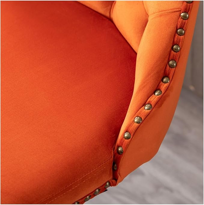 Swivel Velvet Barstools Adjusatble Seat Height from 25-33 Inch,17.7 inch Base, Modern Upholstered Bar Stools with Backs Comfortable Tufted for Home Pub and Kitchen Island,Orange,Set of 2
