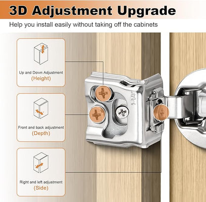 Probrico 60 Pack 30 Pair 1-1/4 inch Overlay Soft Close Cabinet Hinges Hidden Door Hinge for Kitchen Cabinet Hinges Concealed Self Closing Face Frame for Cupboard, Wardrobe, 105 Degree Opening Angel
