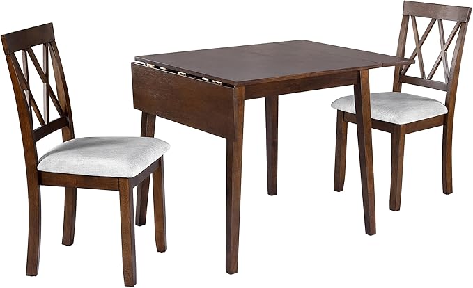 Ball & Cast 29~45" Extendable Dining Room Table, Farmhouse Space-Saving Wooden Folding Tables, Kitchen Island Foldable Breakfast Dinner-Table with Drop Leaf & Wood Legs for Small Place, Brown